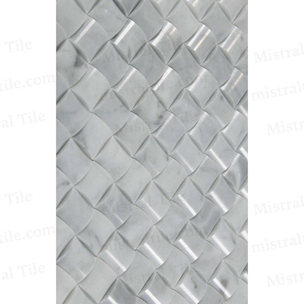 Bianco Carrara Marble 3D Small Bread Mosaic