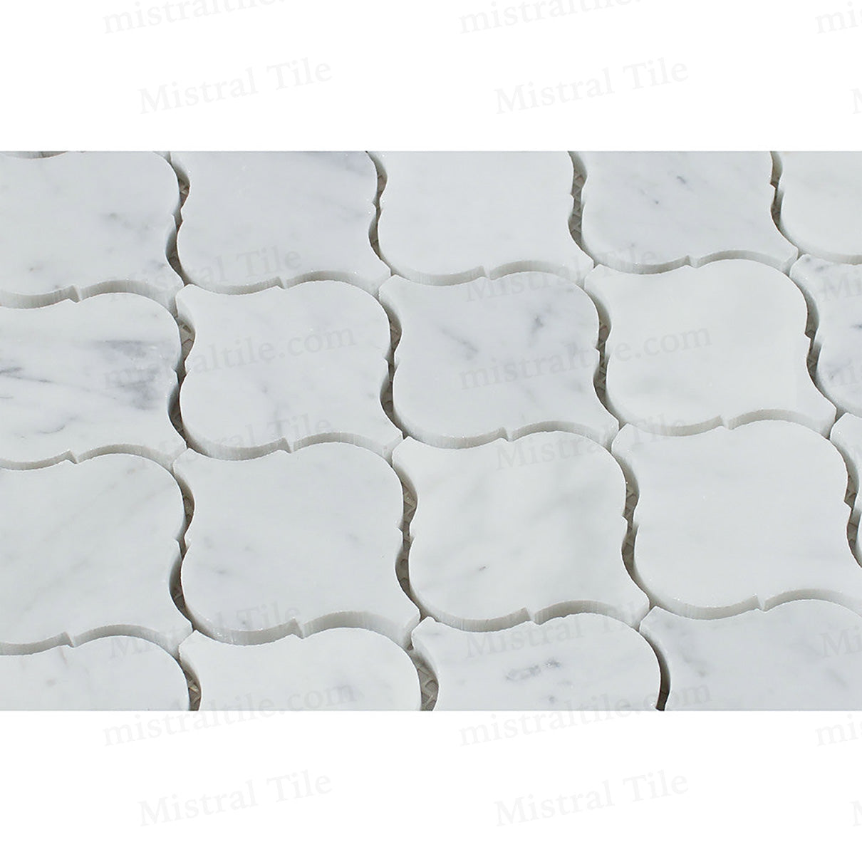 Honed Bianco Carrara Marble Lantern Mosaic Tile Details