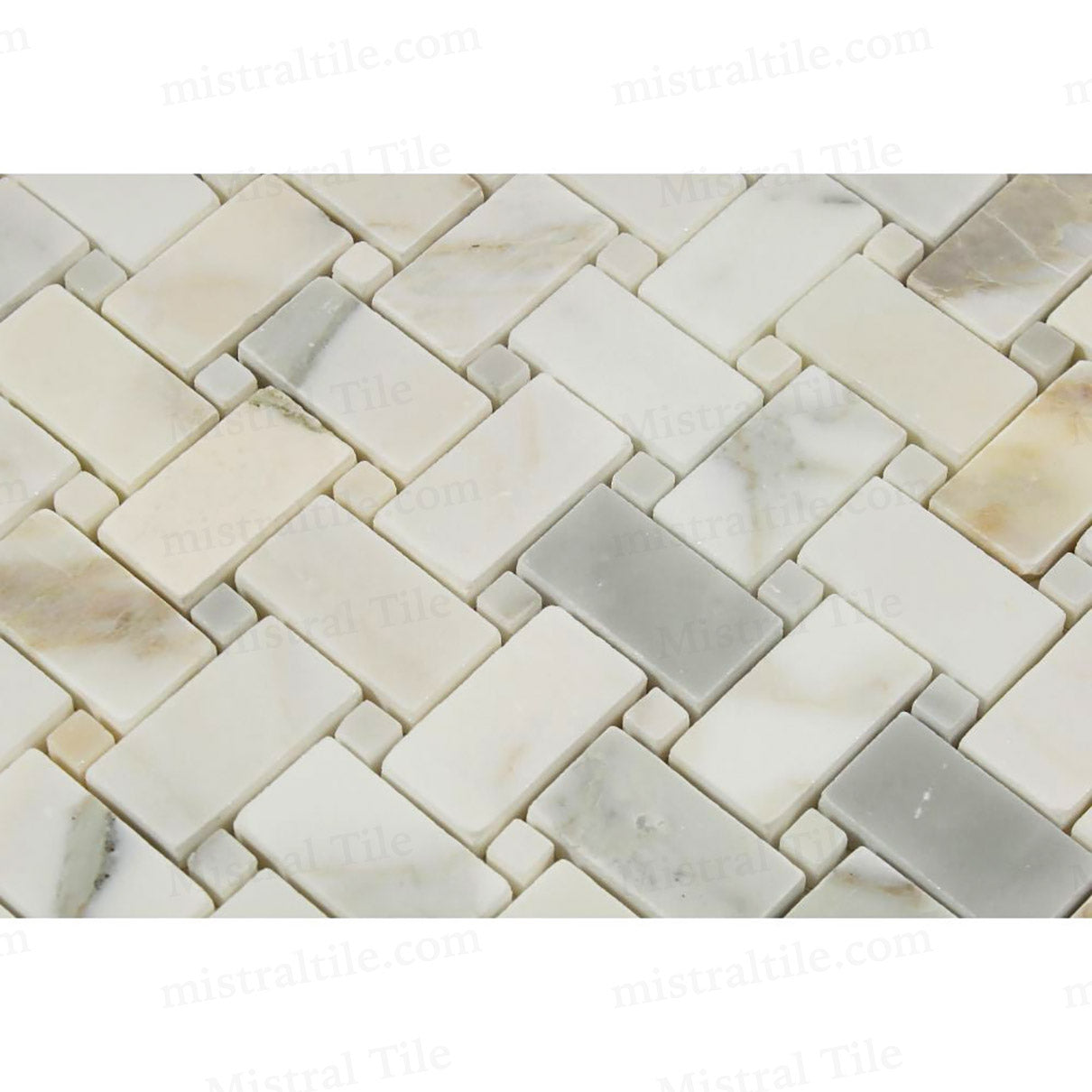 Honed Calacatta Gold Marble Basketweave Mosaic