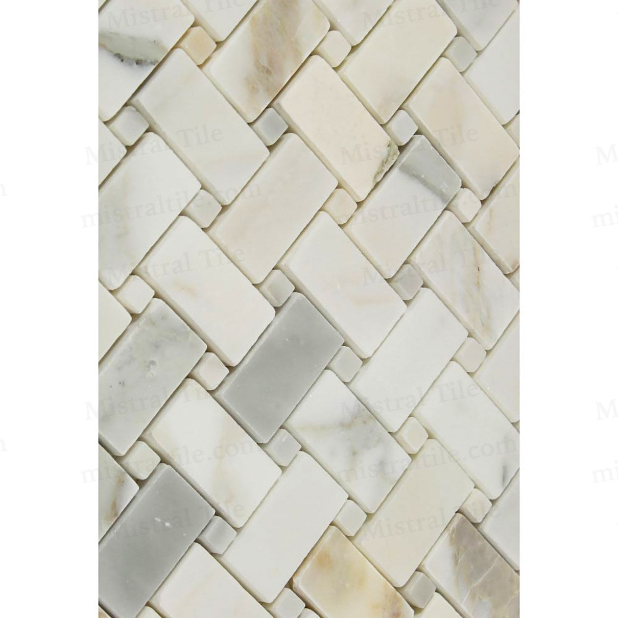 Honed Calacatta Gold Marble Basketweave Mosaic