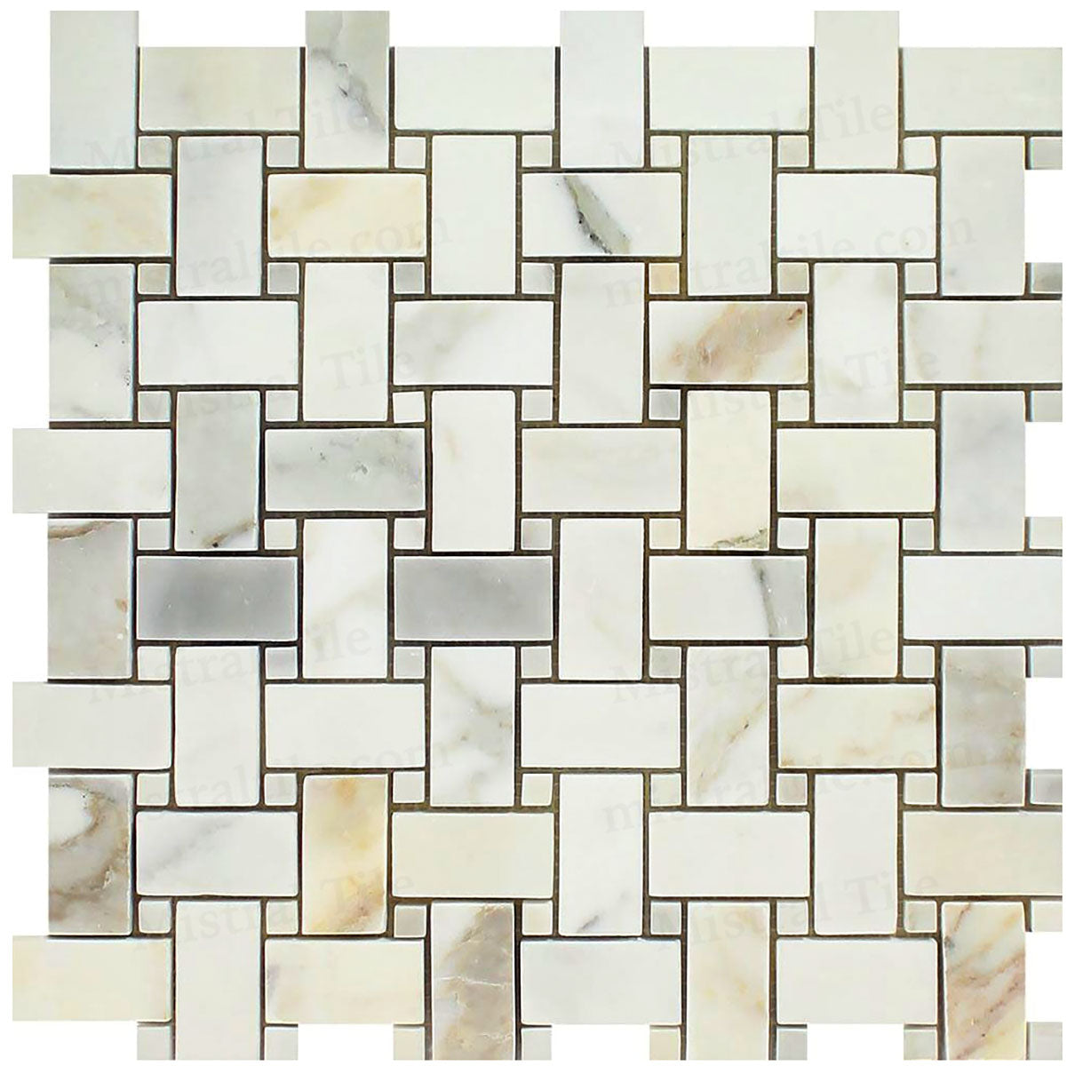 Honed Calacatta Gold Marble Basketweave Mosaic Tile