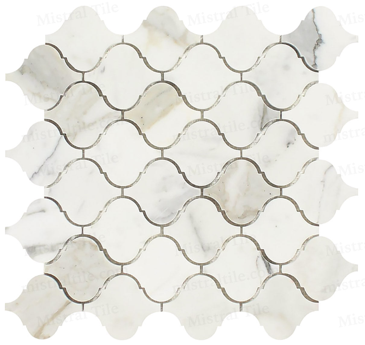 Honed Calacatta Gold Marble Lantern Pattern Mosaic Tile