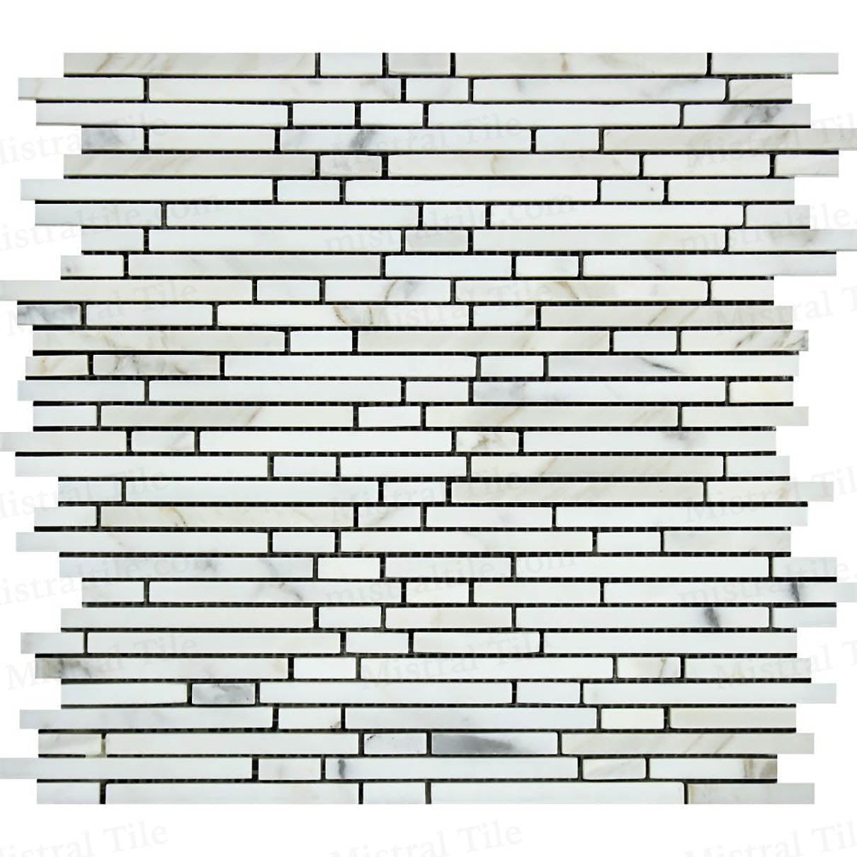 Polished Bamboo Stick Calacatta Gold Marble Mosaic Tile