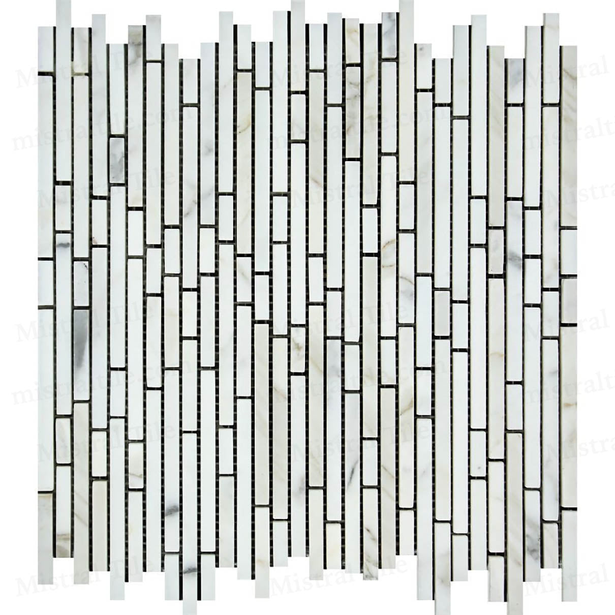 Polished Bamboo Stick Calacatta Gold Marble Mosaic