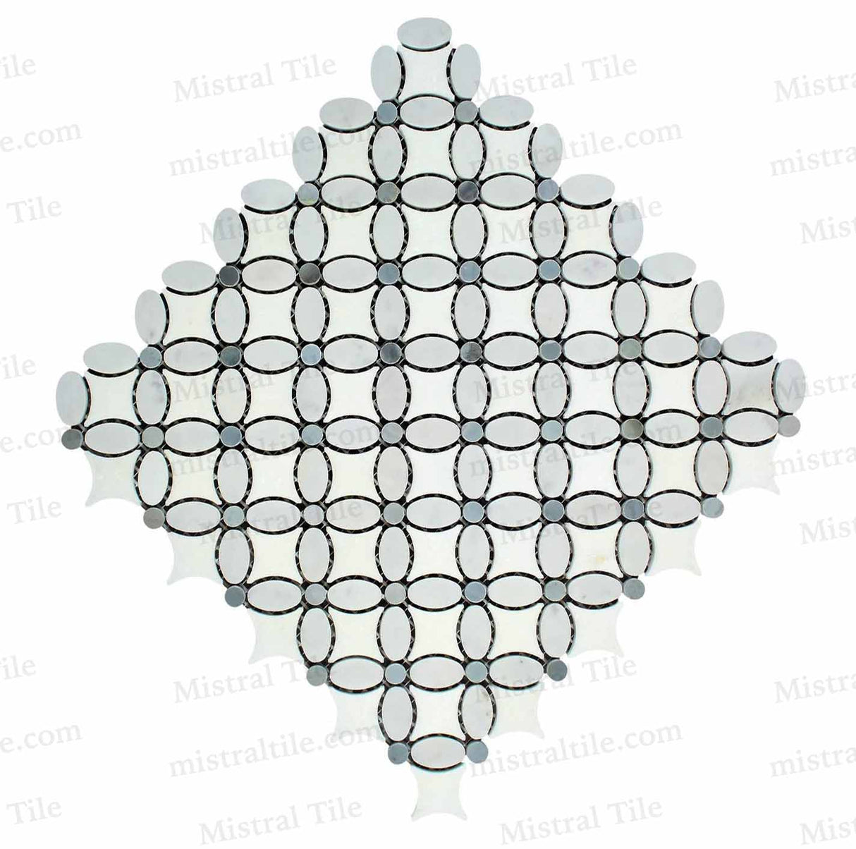 Polished Carrara Thassos-Blue Gray Florida Flower