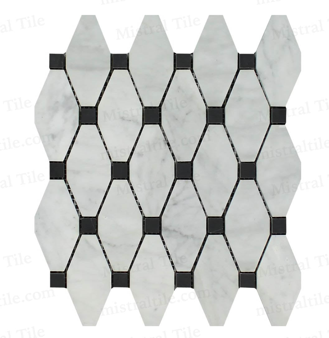 Polished Bianco Carrara-Black Marble Octave Mosaic