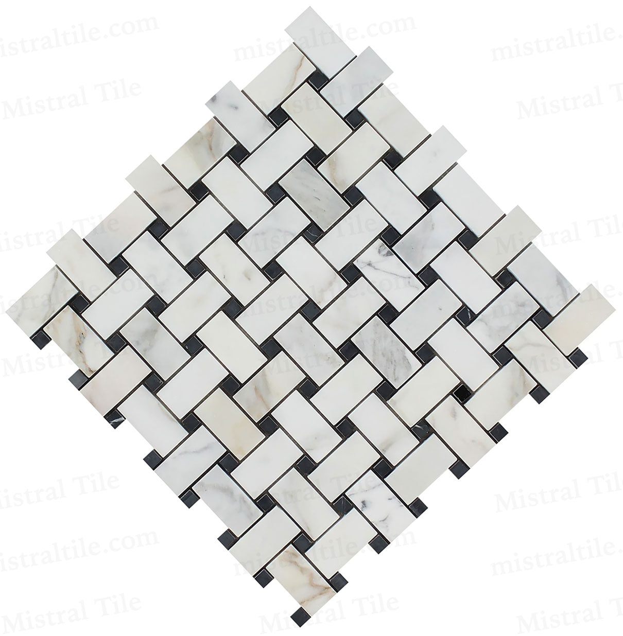 Polished Calacatta Gold - Black Basketweave Mosaic Cross Installation