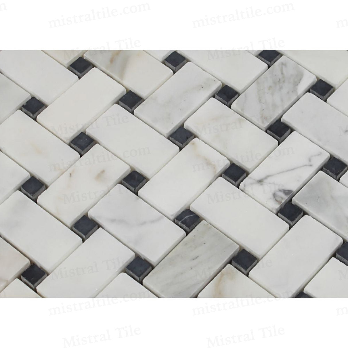 Polished Calacatta Gold - Black Basketweave Mosaic Tile for flooring