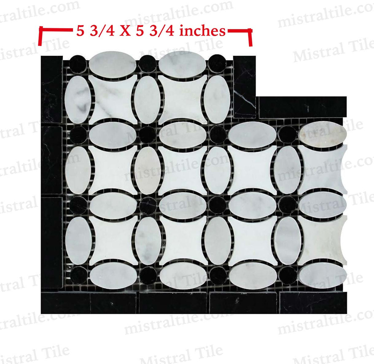 Polished Bianco Carrara - Thassos-Black Marble Mosaic Florida Flower Corner Piece