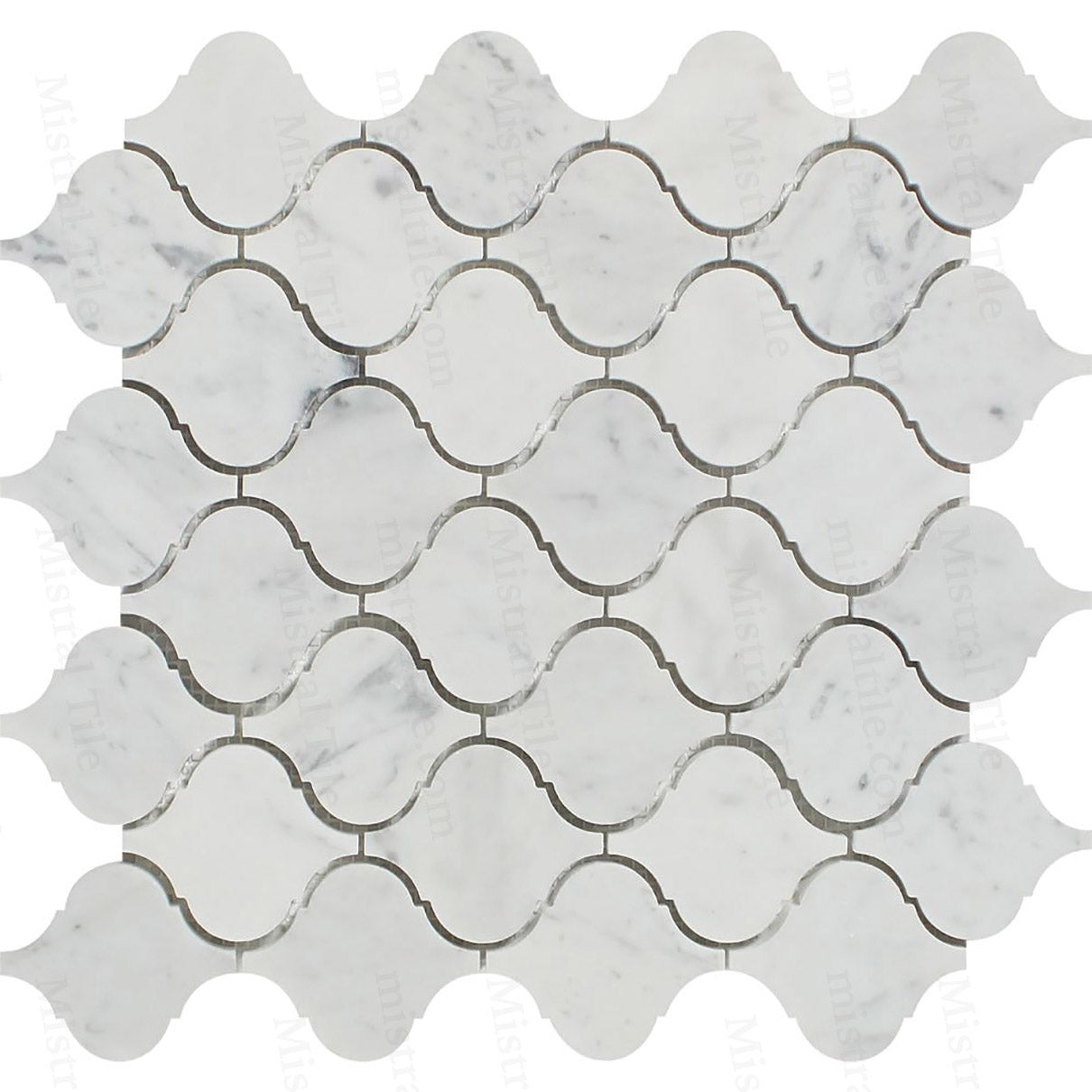 Polished Bianco Carrara Marble Lantern Pattern Mosaic Tile