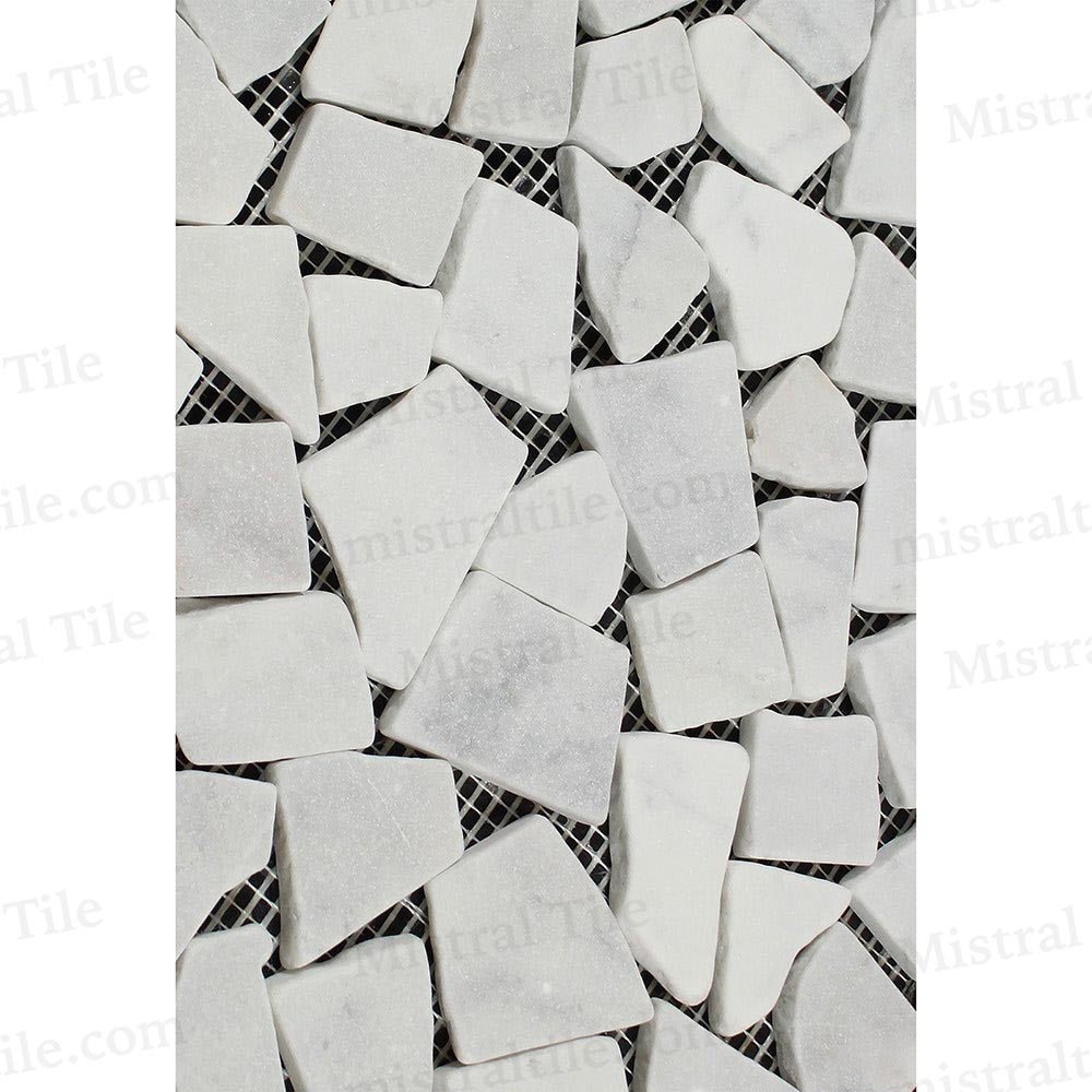 Tumbled Bianco Carrara Marble Flat Random Paledian Broken Mosaic