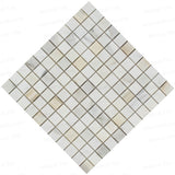 1x1 Honed Calacatta Gold Marble Square Mosaic Cross
