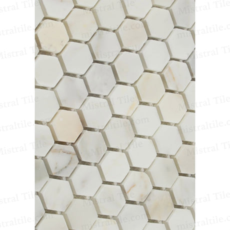 1x1 Polished Calacatta Gold Marble Hexagon Mosaic Tile Perspective