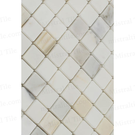 1x1 Polished Calacatta Gold Marble Square Mosaic Details