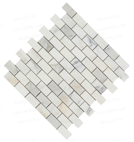 1x2 Polished Calacatta Gold Marble Brick Mosaic Tile