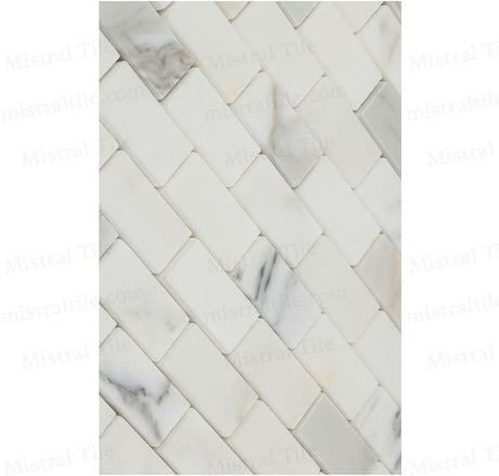 1x2 Polished Calacatta Gold Marble Brick Mosaic wall