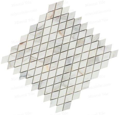 1x2 Polished Calacatta Gold Marble Diamond Mosaic Cross