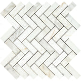 1x3 Polished Calacatta Gold Herringbone Mosaic Tile