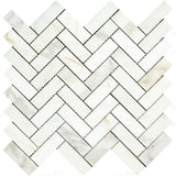 1x3 Polished Calacatta Gold Herringbone Mosaic Detail