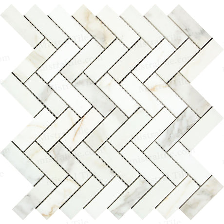 1x3 Polished Calacatta Gold Herringbone Mosaic