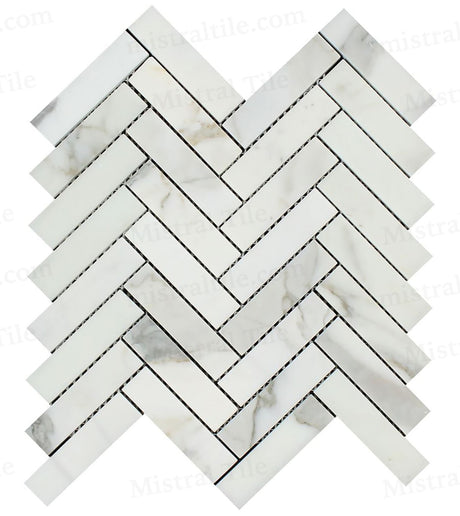 1x4 Zigzag Honed Calacatta Gold Herringbone Mosaic