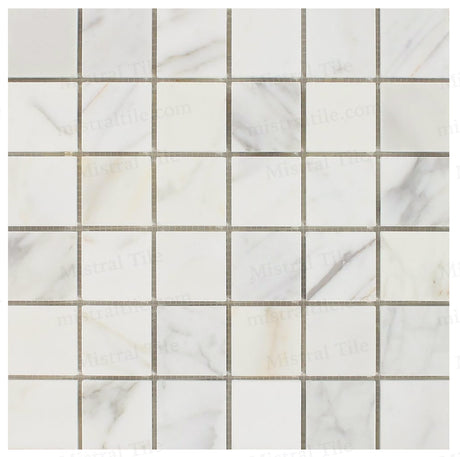 2x2 Honed Calacatta Gold Marble Square Mosaic