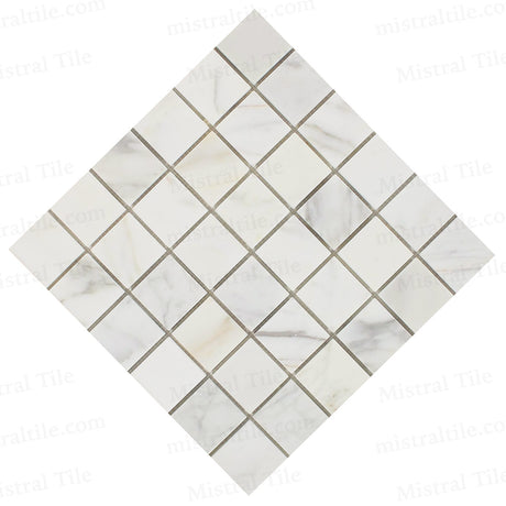 2x2 Honed Calacatta Gold Marble Square Mosaic Tile