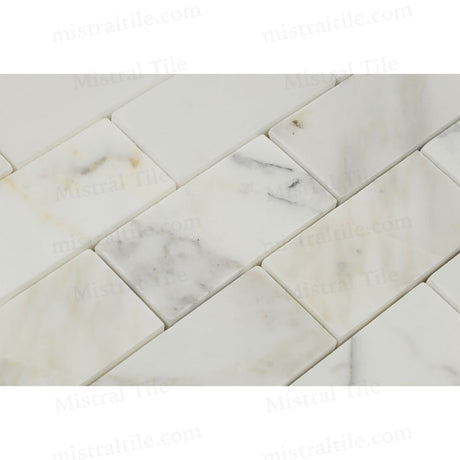 2x4 Honed Calacatta Gold Marble Brick Mosaic Tile flooring detail