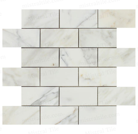 2x4 Polished Calacatta Gold Marble Brick Mosaic Tile