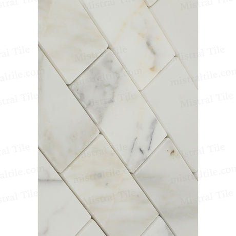 2x4 Polished Calacatta Gold Marble Brick Mosaic