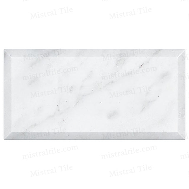 3x6 Honed Deep Beveled Bianco Carrara Marble Tile