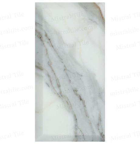 3x6 Honed Deep Beveled Calacatta Gold Marble Tile Variation Vertical