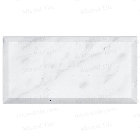 3x6 Polished Deep Beveled Bianco Carrara Marble