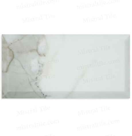 3x6 Polished Deep Beveled Calacatta Gold Marble Variations 3