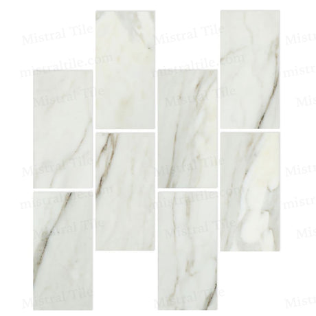 3x6 Polished Italian Calacatta Gold Marble Tiles Vertical
