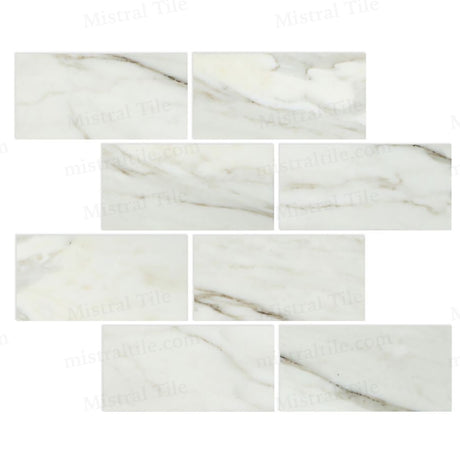 3x6 Polished Italian Calacatta Gold Marble Tiles