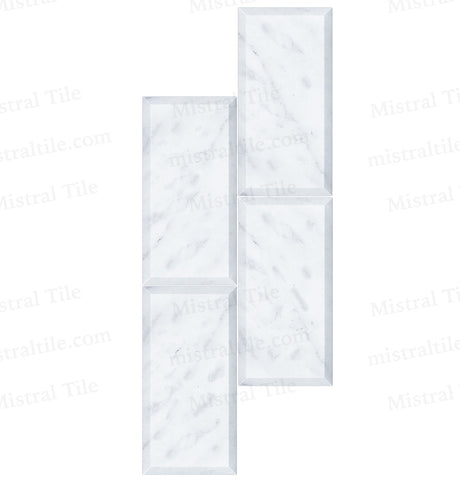 3x6 Honed Deep Beveled Bianco Carrara Marble Tile Vertical installation idea