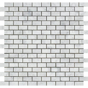 5/8x1 1/4 Polished Bianco Carrara Brick Mosaic