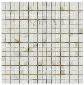 5/8x5/8 Honed Calacatta Gold Marble Square Mosaic