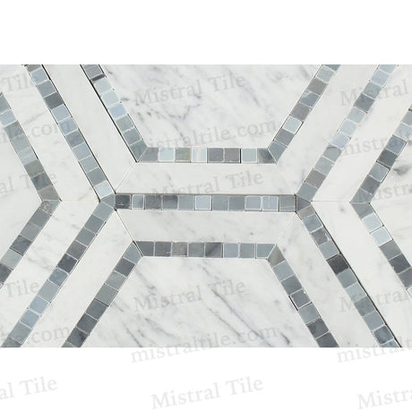 5x5 Honed B. Carrara - Blue Gray Honeycomb Mosaic detail