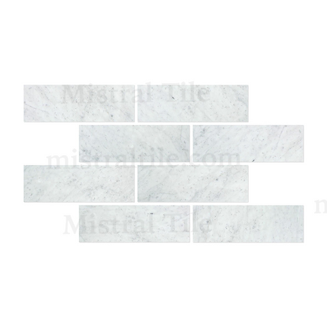 Bianco Carrara Marble 4x12 Polished Rectangular Tile Installation