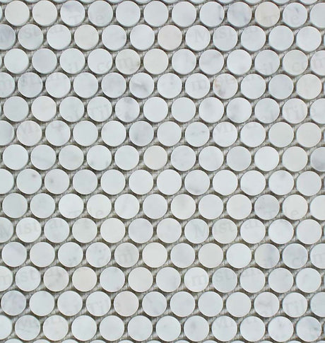 Polished Bianco Carrara Marble Penny Round Mosaic for Wall