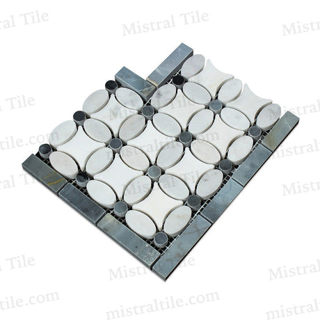 Polished Carrara - Thassos-Blue Gray Florida Corner Perspective View