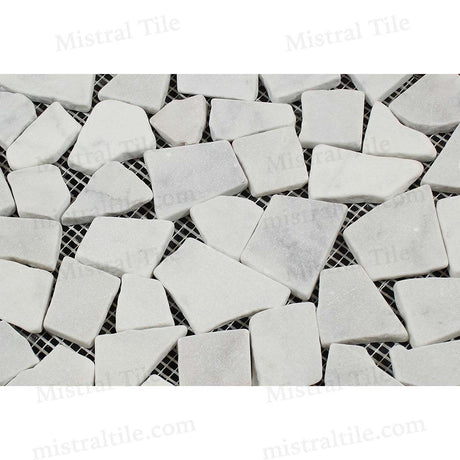Tumbled Bianco Carrara Marble Flat Random Paledian Broken Mosaics