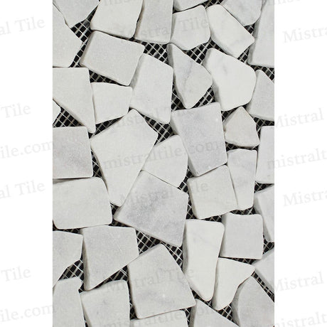 Tumbled Bianco Carrara Marble Flat Random Paledian Broken Mosaic